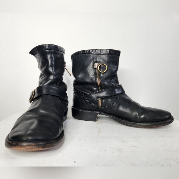 Fiorentini + Baker Eli Eternity Biker Boots Black Leather Ankle Boots Size 6 - Picture 1 of 12